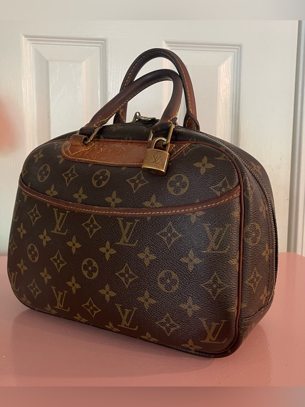 Louis Vuitton Monogram Canvas Trouville Satchel Brown Top Handle Handbag